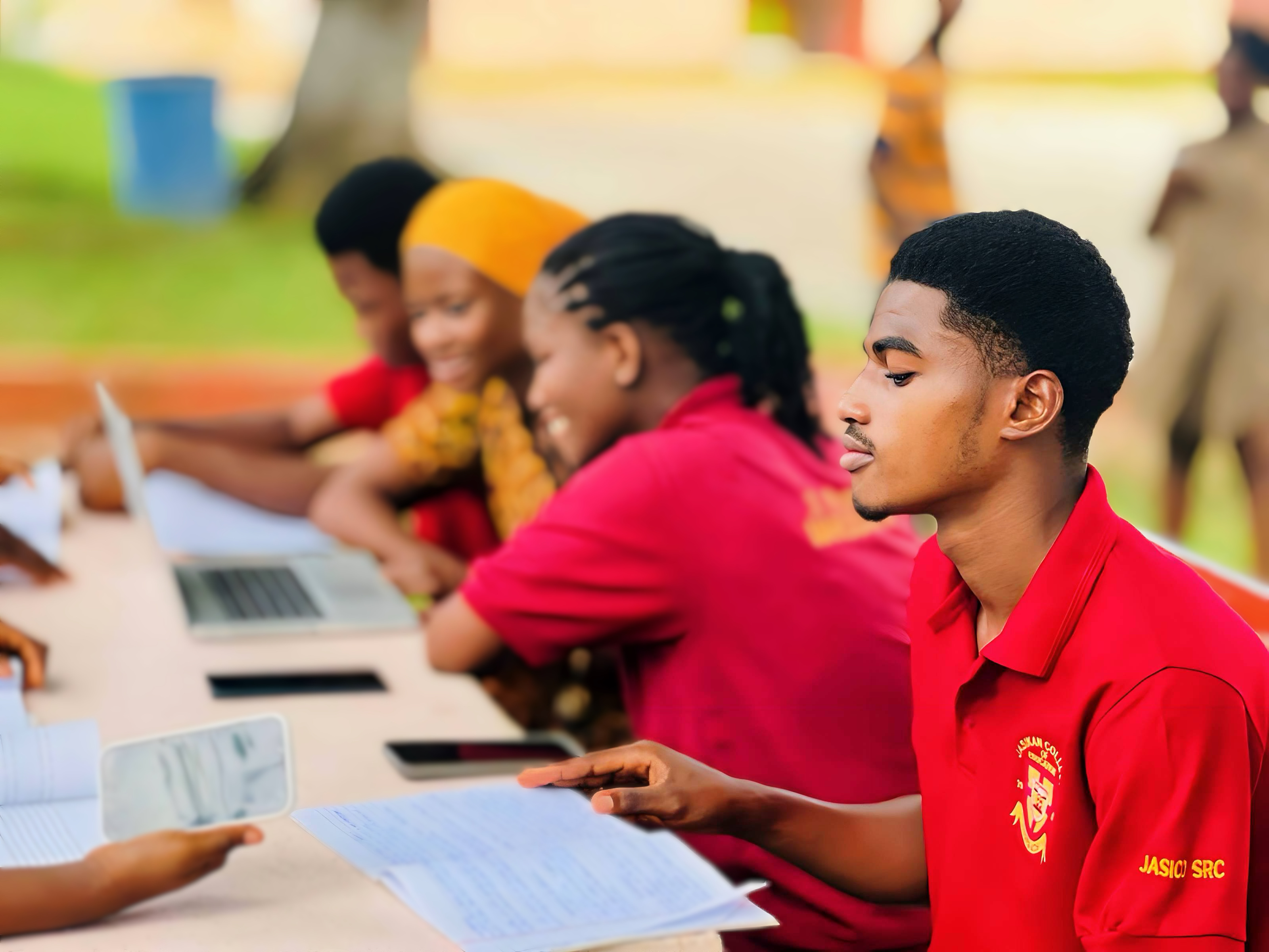 Students spending time together outside